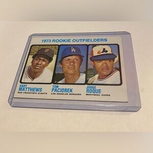 Gary Matthews/Tom Paciorek/Jorge Roque 1973 RC Rookie Topps Baseball Card